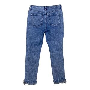 Free People Acid Wash Light Blue Frayed Hem Highrise Skinny Jeans Size 29